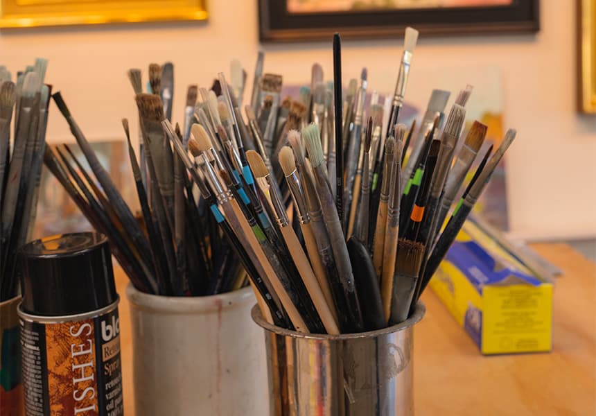 Various paint brushes