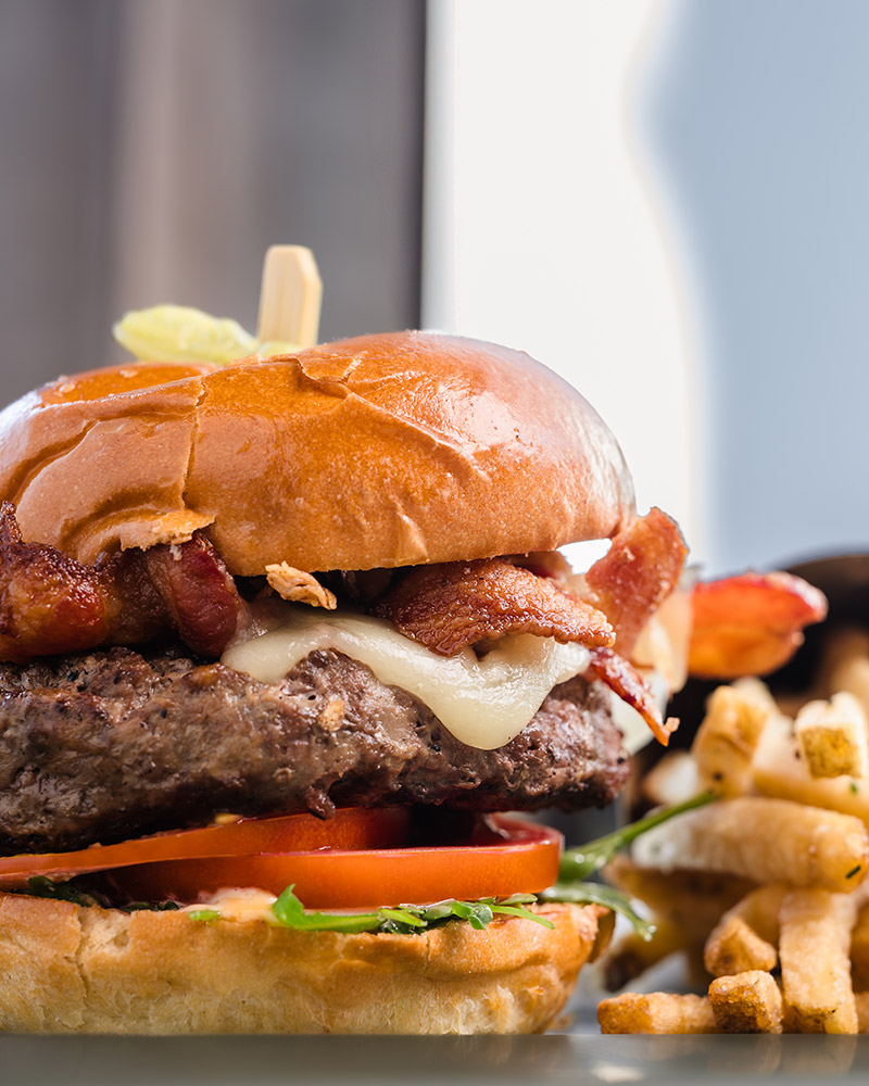 Hamburger and fries
