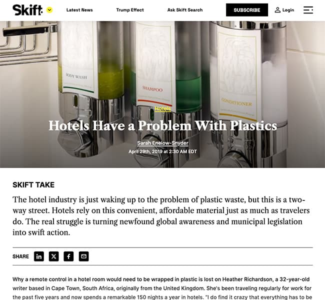 A screenshot of the Skift article