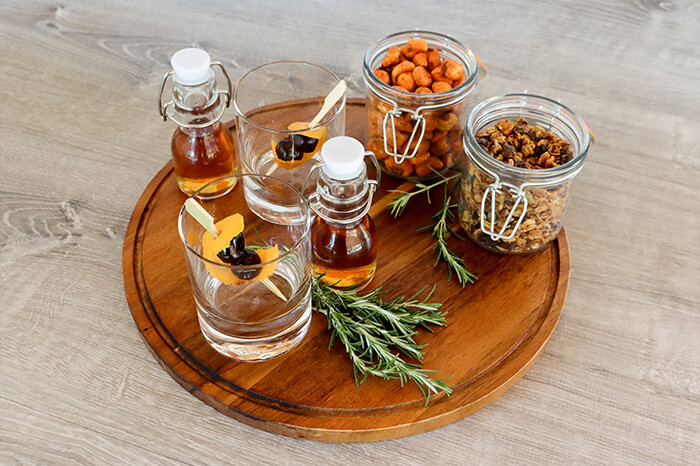 Whiskey bottle and glasses on a table