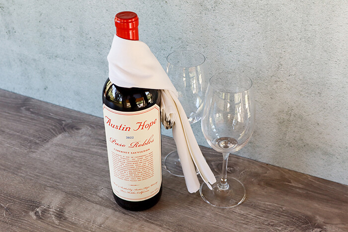 Austin Hope Cabernet and two glasses