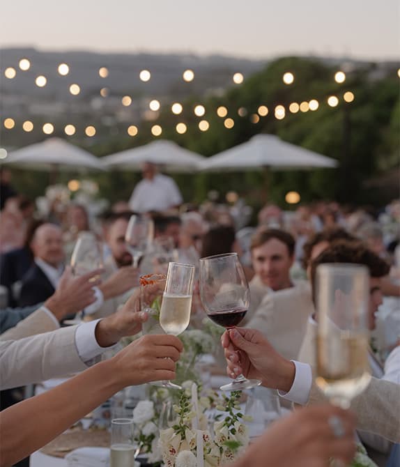 A group sharing a toast