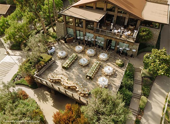 An aerial view of a wedding reception